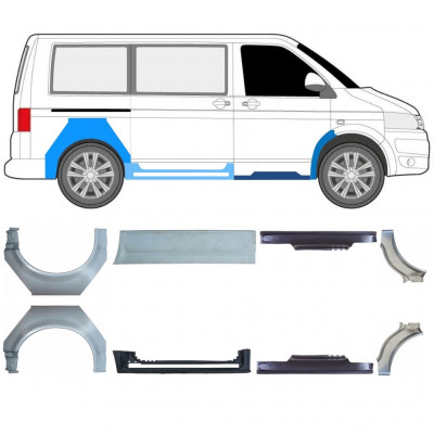 Painel de reparação da soleira com guarda-lamas traseiro para Volkswagen Transporter T5 2003- / SWB / Conjunto 11533