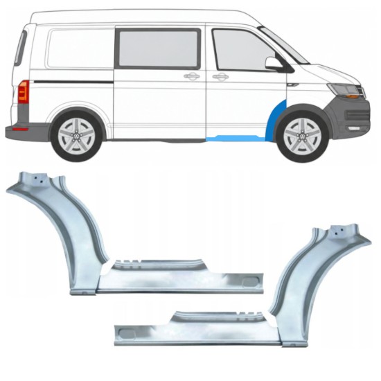 Painel de reparação da soleira com guarda-lamas dianteiro para Volkswagen Transporter T6 2015-2024 17198