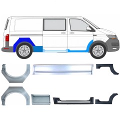 Painel de reparação da soleira com guarda-lamas traseiro para Volkswagen Transporter T6 2015-2024 17138
