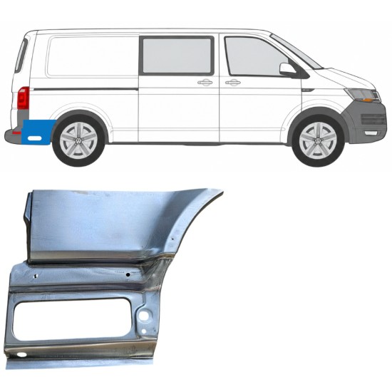 Painel de reparação da parte inferior do guarda-lamas traseiro atrás da roda para Volkswagen Transporter T6 2015-2024 / Direito 17200