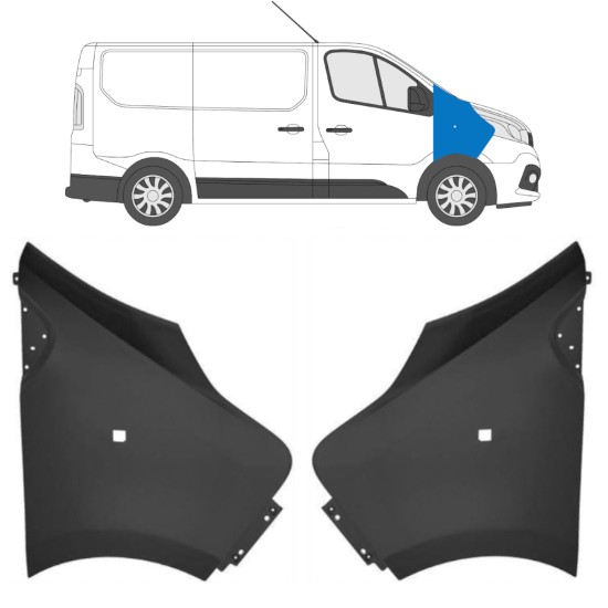 Guarda-lamas dianteiro para Renault Trafic 2014- 2014-2021 / Esquerda+Direita / Conjunto 17103