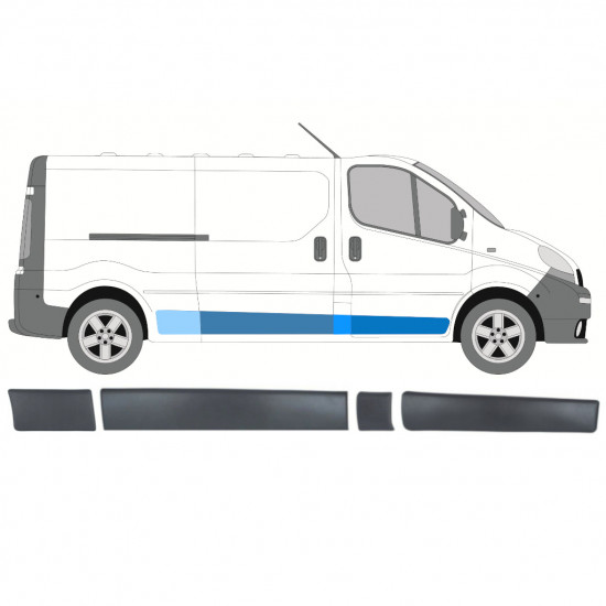 Conjunto de molduras para Renault Trafic Opel Vivaro Primastar 2001-2014 / LWB / Direito /  8571