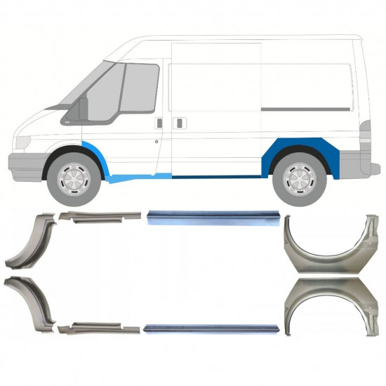 Painel de reparação da soleira com guarda-lamas traseiro para Ford Transit 2000-2013  / SWB / Conjunto 12674