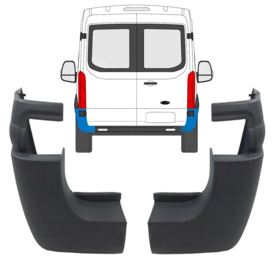 Canto do para-choque traseiro para Ford Transit 2014- / Esquerda+Direita / Conjunto 9731