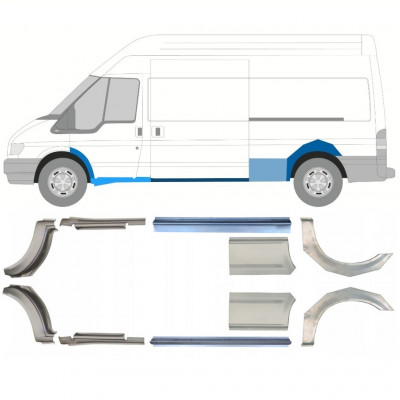 Painel de reparação da soleira com guarda-lamas traseiro para Ford Transit 2000-2013  / LWB / Conjunto 12677