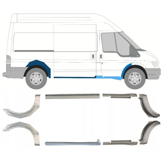 Painel de reparação da soleira com guarda-lamas traseiro para Ford Transit 2000-2013 / MWB / Conjunto 9693