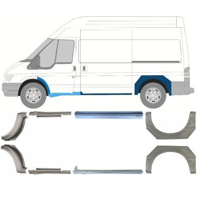 Painel de reparação da soleira com guarda-lamas traseiro para Ford Transit 2000-2013  / MWB / Conjunto 12675