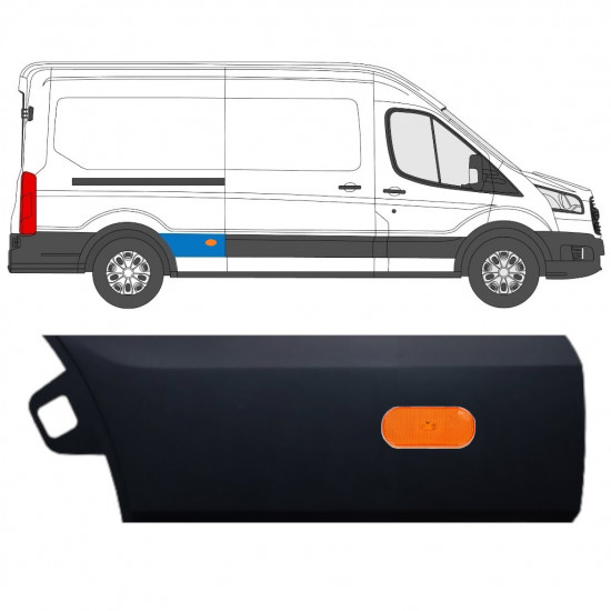Moldura lateral do guarda-lamas traseiro para Ford Transit 2014-  / LWB / Direito 11690
