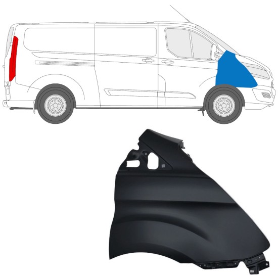 Guarda-lamas dianteiro para Ford Transit Custom 2013-2017 / Direito 17095
