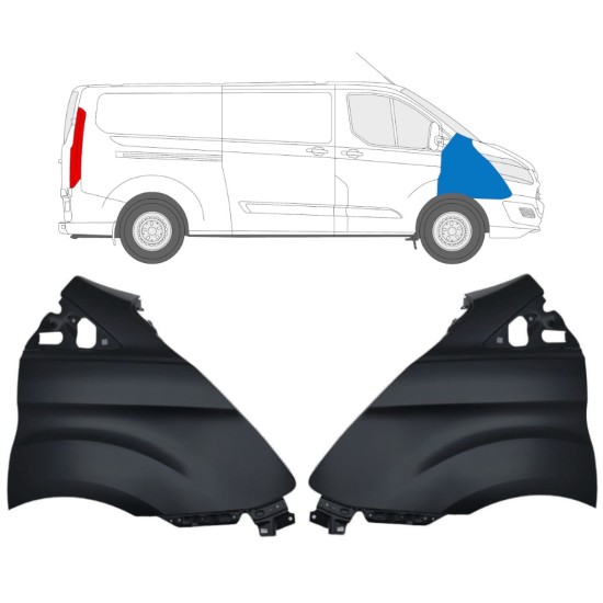 Guarda-lamas dianteiro para Ford Transit Custom 2013-2017 / Esquerda+Direita / Conjunto 17097