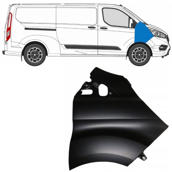 Guarda-lamas dianteiro para Ford Transit Custom 2017-2021 / Direito 17098