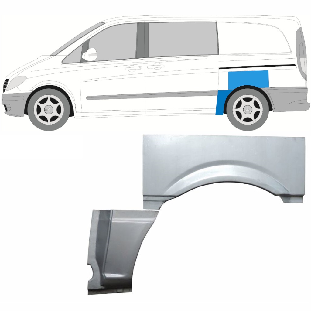 Painel De Reparação Do Guarda-Lamas Traseiro Para Mercedes Vito 2003-2010 / Swb / Esquerdo / Conjunto 9278