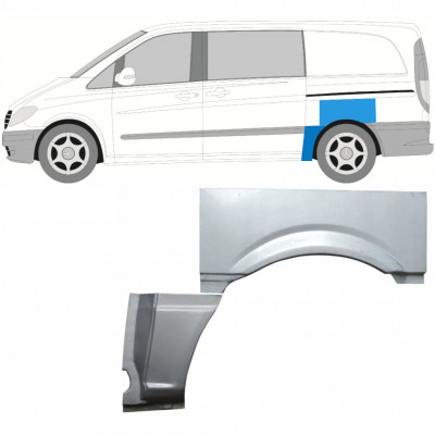 Painel de reparação do guarda-lamas traseiro para Mercedes Vito 2003-2010 / SWB / Esquerdo / Conjunto 9278