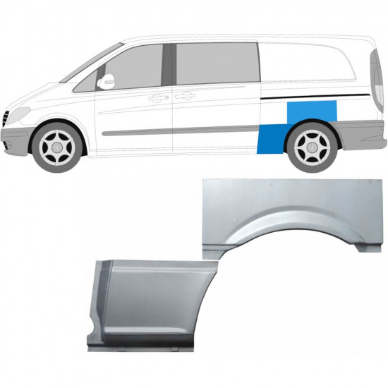 Painel de reparação do guarda-lamas traseiro para Mercedes Vito 2003-2010 / Esquerdo / Conjunto 9276