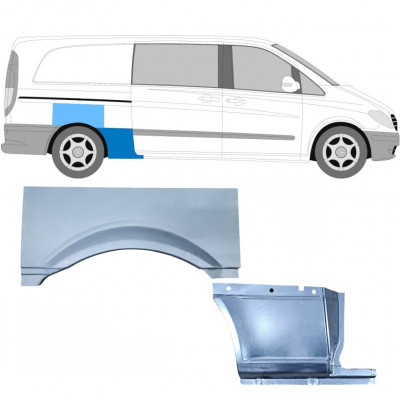 Painel de reparação do guarda-lamas traseiro para Mercedes Vito 2003- / LWB / Direito / Conjunto 11864