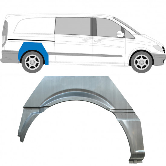 Painel de reparação do guarda-lamas traseiro para Mercedes Vito W639 2003-2014 / Direito 12914