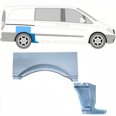 Painel de reparação do guarda-lamas traseiro para Mercedes Vito 2003- / SWB / Direito / Conjunto 11866