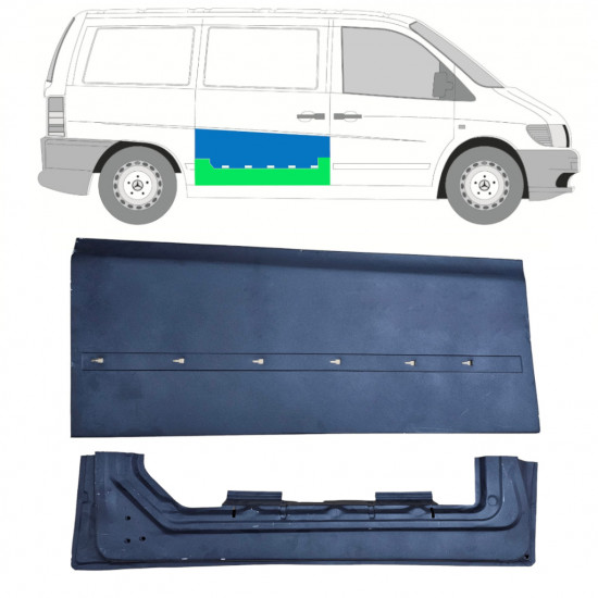 Painel de reparação interna e externa das portas deslizantes para Mercedes Vito 1996-2003 / Direito / Conjunto 11993