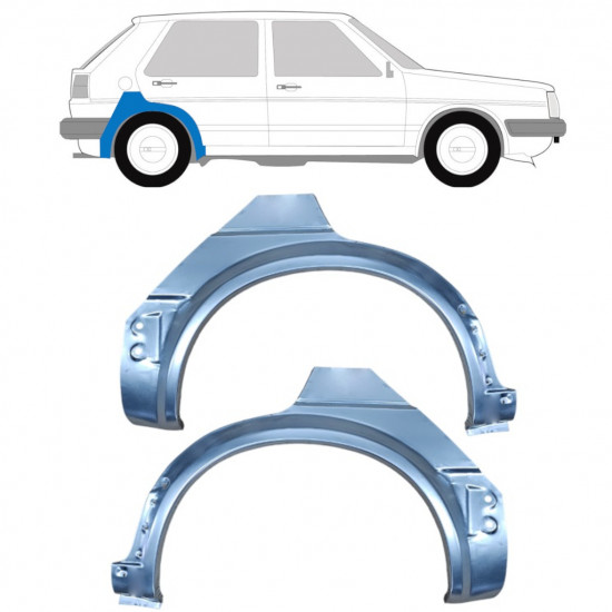 Painel de reparação do guarda-lamas traseiro para VW Golf 2 1982- / Esquerda+Direita / Conjunto 9679