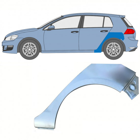 Painel de reparação do guarda-lamas traseiro para VW Golf 7 2012- / Esquerdo 8365