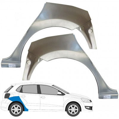 Painel de reparação do guarda-lamas traseiro para VW Polo 2009-2017 / Esquerda+Direita / Conjunto 9662