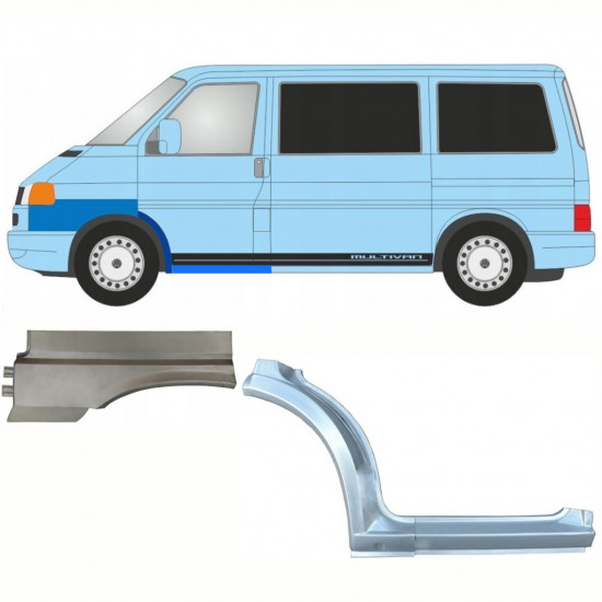 Painel de reparação da soleira com arco da roda dianteira e guarda-lamas dianteiro para VW Transporter T4 Caravelle 1996- / Esquerdo / Conjunto 10044