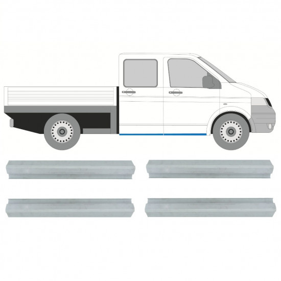 Painel de reparação da soleira dianteira e traseira para VW Transporter T5 2003-2015 / Esquerda+Direita / Cabine dupla / Conjunto 9696