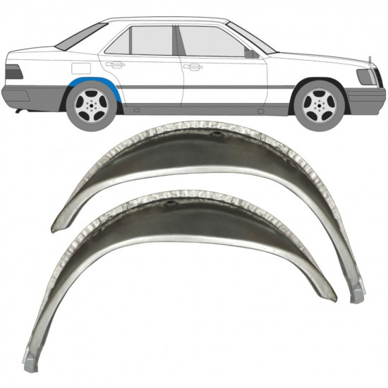 Painel de reparação interna do arco da roda traseira para Mercedes W124 1984- / Esquerda+Direita / Conjunto 9652