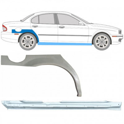 Painel de reparação da soleira com guarda-lamas traseiro para Jaguar X-Type 2001-2009 / Direito / Conjunto 12620