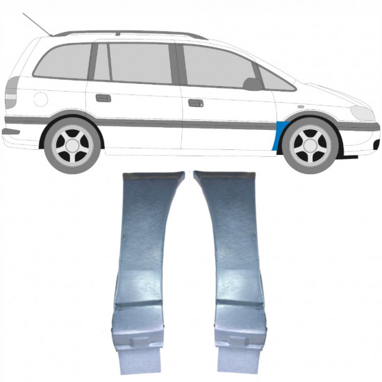 Painel de reparação do guarda-lamas dianteiro para Opel Zafira 1999-2005 / Esquerda+Direita / Conjunto 9404