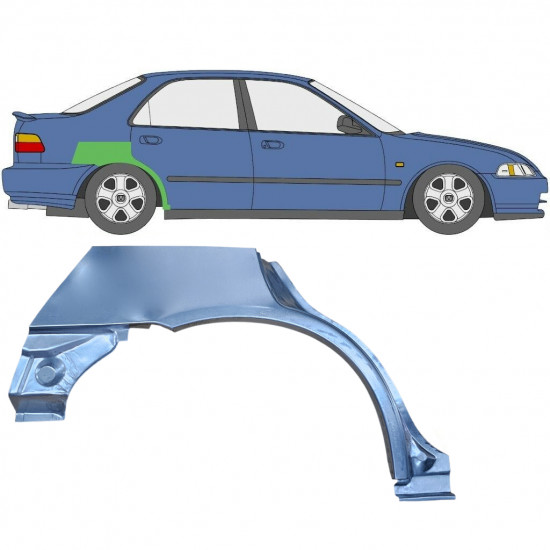 Painel de reparação do guarda-lamas traseiro para Honda Civic 1991-1995 / Direito 6648