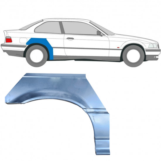 Painel de reparação do guarda-lamas traseiro para BMW E36 3 Cabrio 1990-2000 / Direito / COUPE 6207