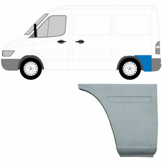 Painel de reparação da parte inferior do guarda-lamas traseiro atrás da roda para Mercedes Sprinter 1995- / SWB / Esquerdo 5586